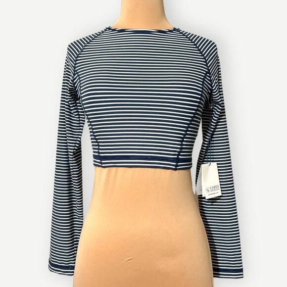 NWT Carve Designs Aruba Sunshirt XS NEW Navy White Stripe Swim Surf Beach Pool - Picture 1 of 6